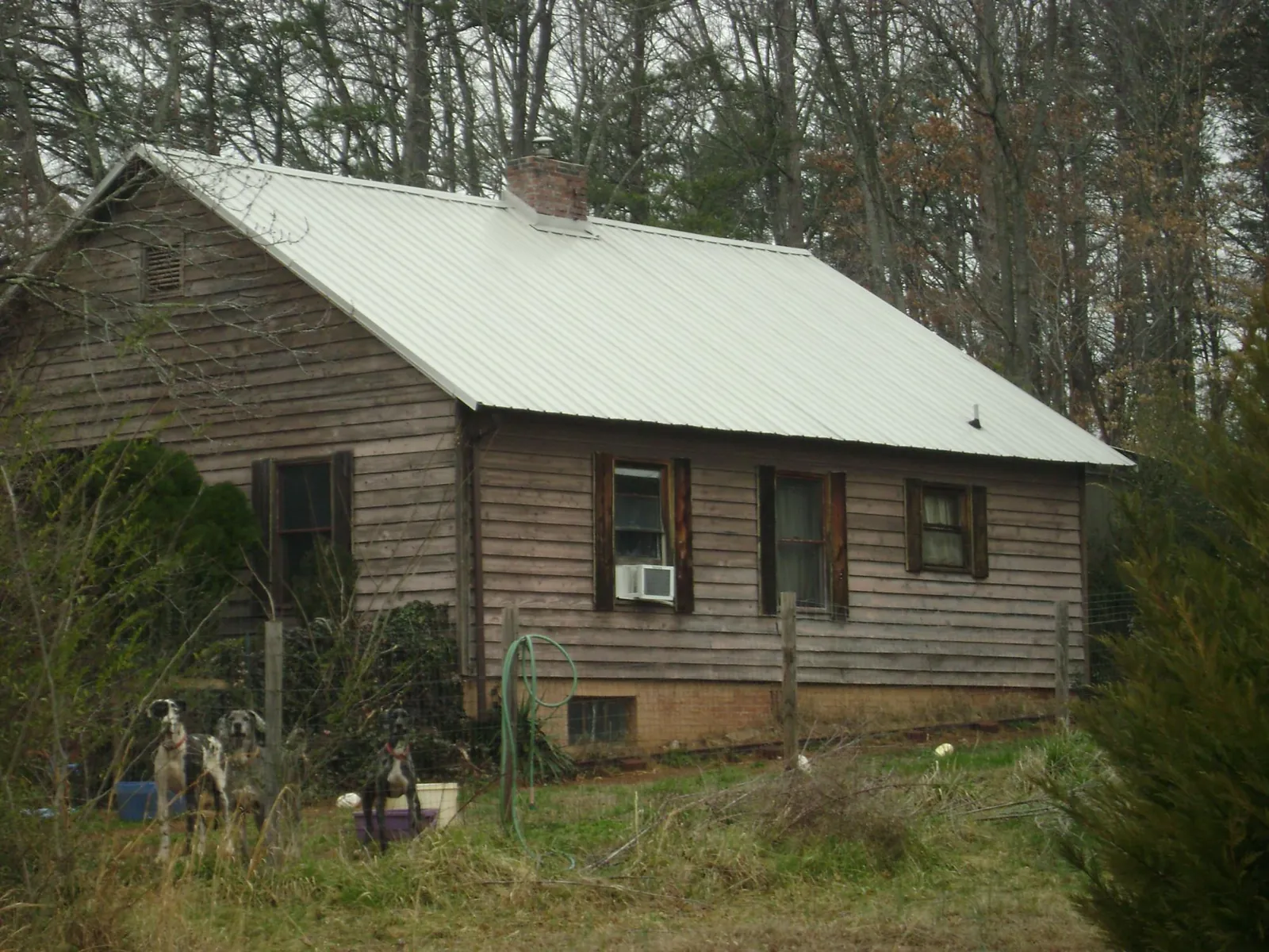 White metal roof on an old wood sided farmhouse, from a Metal Roof Installation job in Tetonia